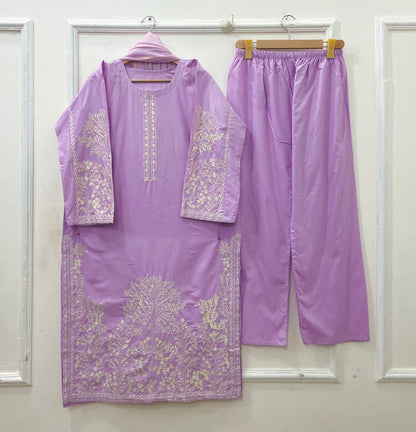 Embroidered Long | 3PC Cotton D-637