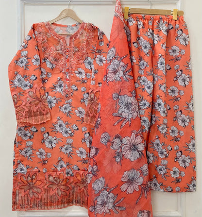 Floral Aura Embroidered 3PC (Bana Dora Silk) D-389