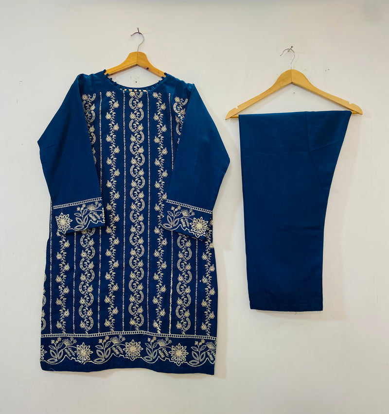 Elegant Embroidered 2PC (Self Cotton) D-74