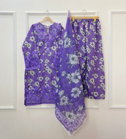 Floral Aura Embroidered 3PC (Bana Dora Silk) D-389