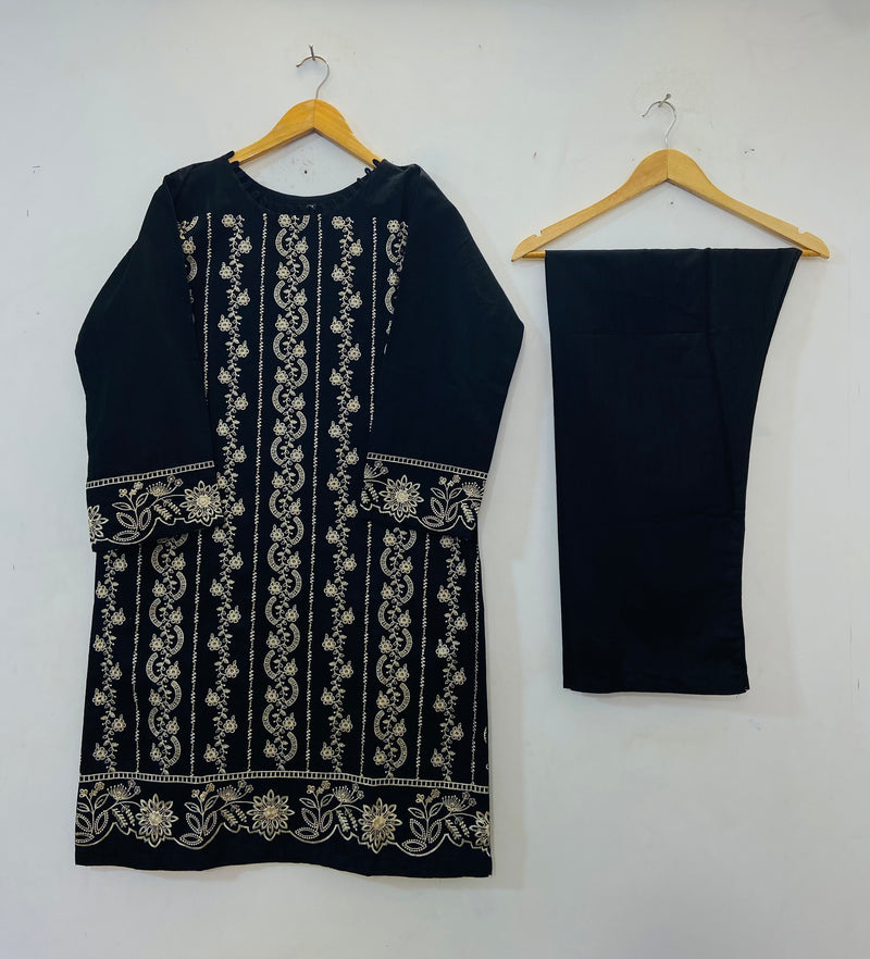 Elegant Embroidered 2PC (Self Cotton) D-74