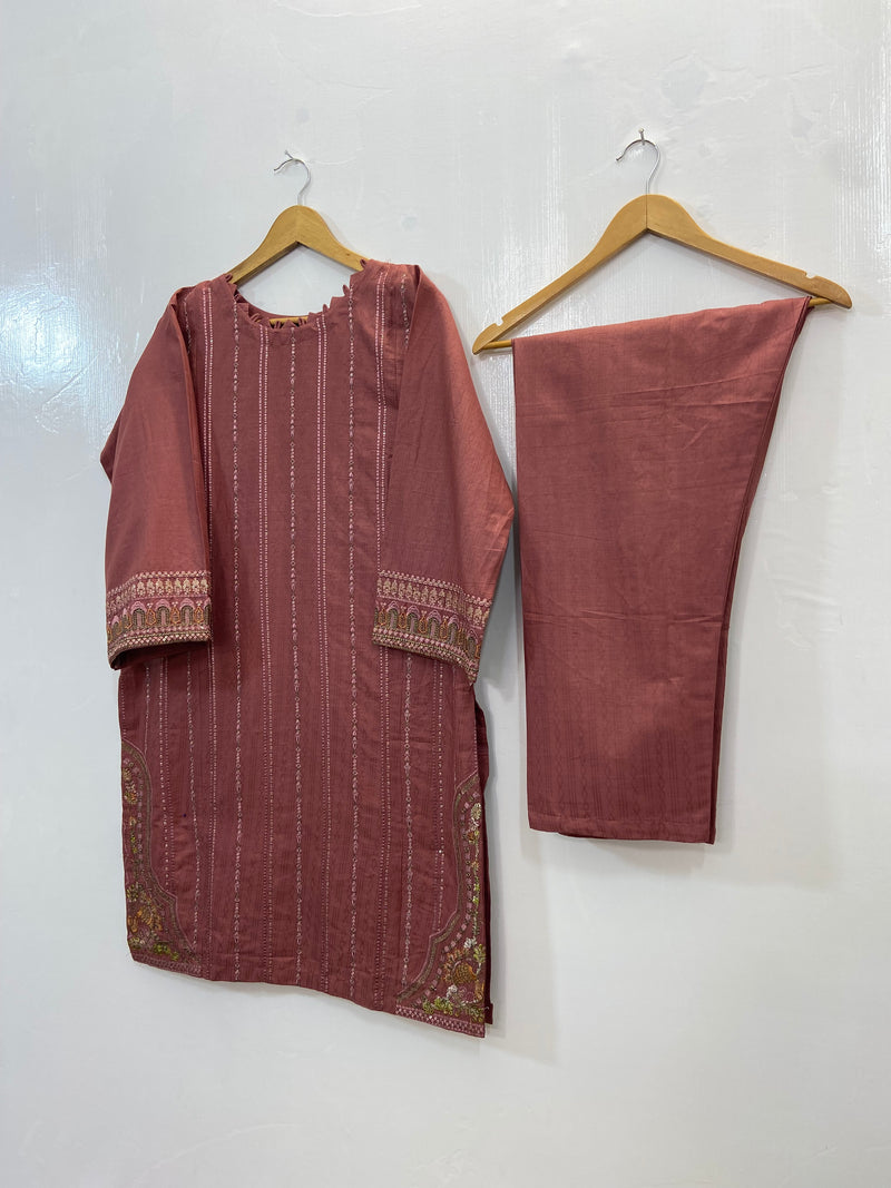 Elegant Embroidered 2PC (Self Cotton) D-94