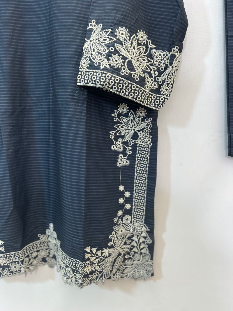 Cotton Cutwork 2PC 09-Grey