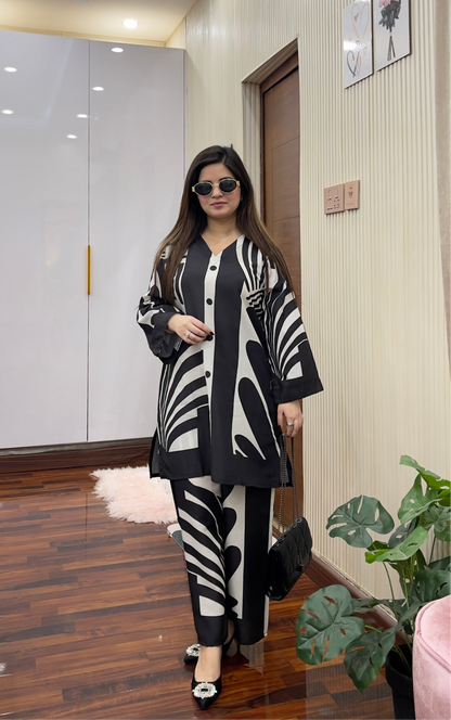 Zebra Vibes Co-Ord Set (Imported Silk) D-100