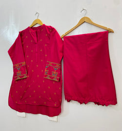 Cross Stitch Embroidered Co-Ord Set (Cotton) D-87