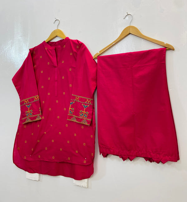 Cross Stitch Embroidered Co-Ord Set (Cotton) D-87