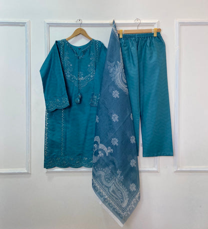 Eid Luxe Embroidered 3PC (Premium Cotton) D-365