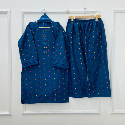 Tulip Embroidered 3PC (Premium Cotton) D-442