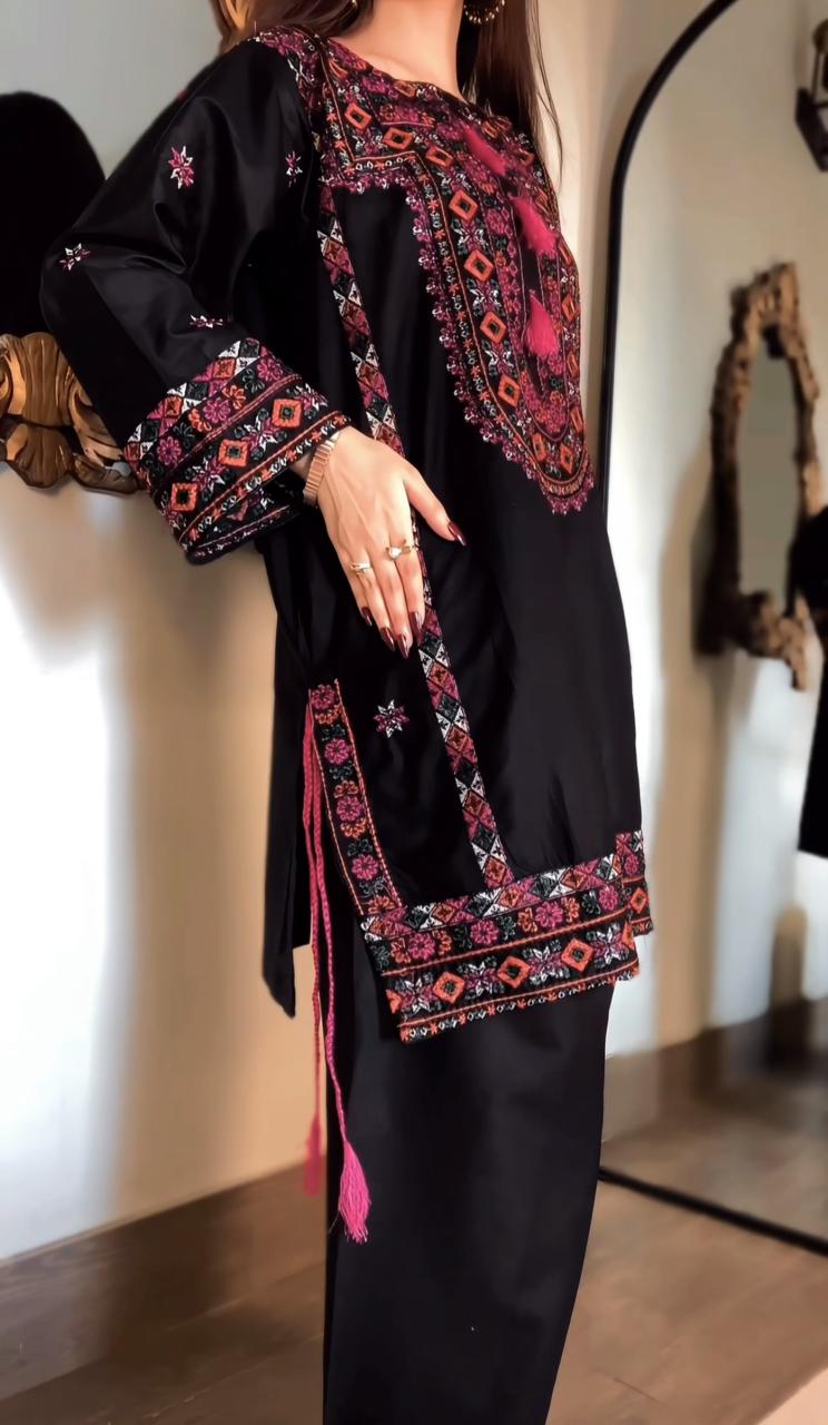 Black Balochi 3PC (Cotton) (Hit Code) D-338