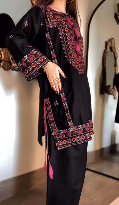 Black Balochi 3PC (Cotton) (Hit Code) D-338