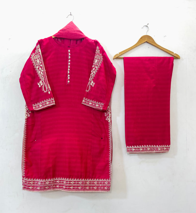 Embroidered Pocket Style 3PC (Cotton Lawn) D-41