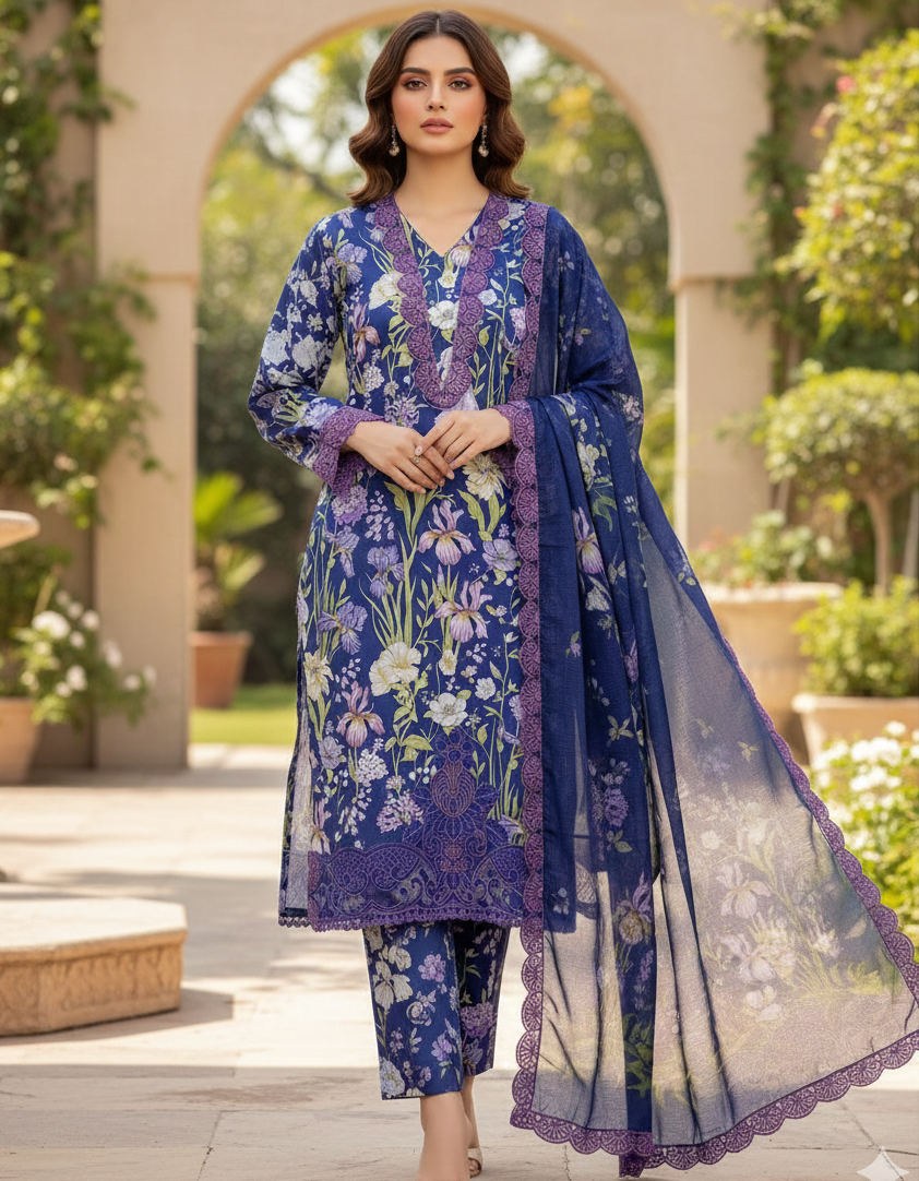 Garden Embroidered 3PC (Bana Dora) D-481