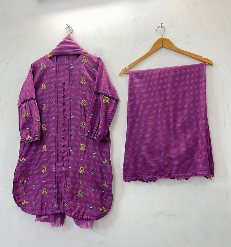 Happy Sunflower Co-Ord Set 3PC (Cotton Lawn) D-35