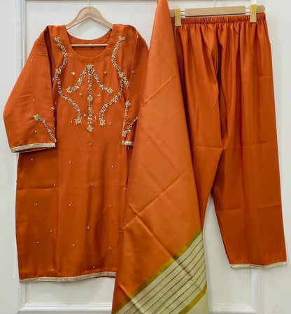 Festive Wear 3PC (Raw Silk) D-528
