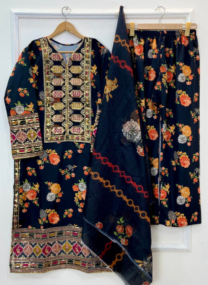 Chandni 3PC (Silk) D-211
