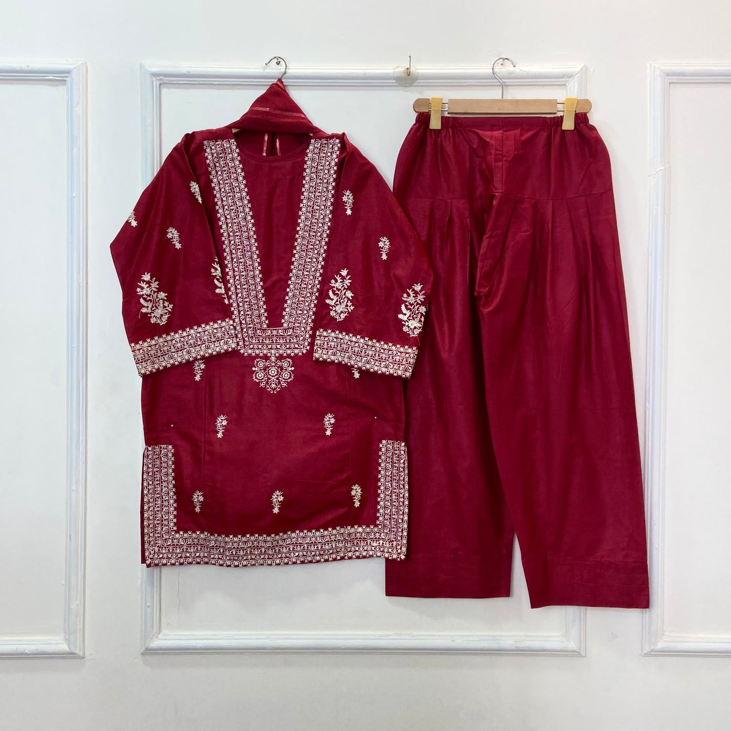 Azure Embroidered 3PC (Premium Cotton) D-369