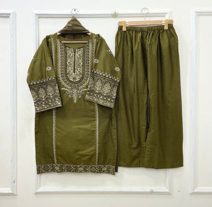 Embroidered | 3PC Cotton Lawn D-667