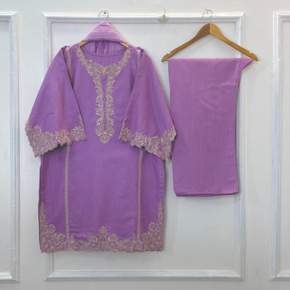 Front-Back Cutwork Embroidered 3PC (Khaddar) D-260