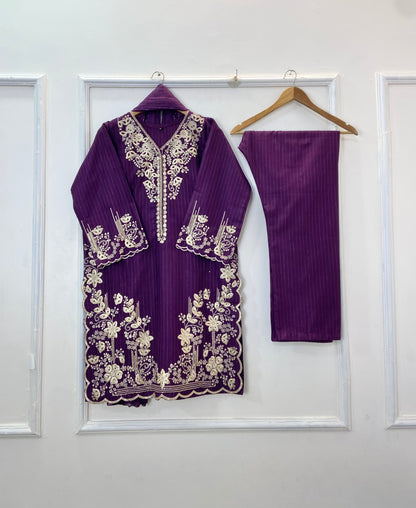 Richly Embroidered Luxe 3PC (Khaddar) D-276