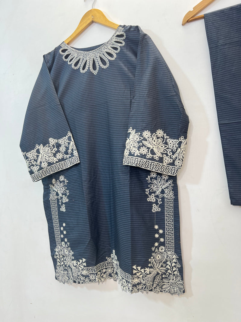 Cotton Cutwork 2PC 09-Grey