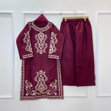 Heavenly Embroidered 3PC (Premium Cotton) D-352