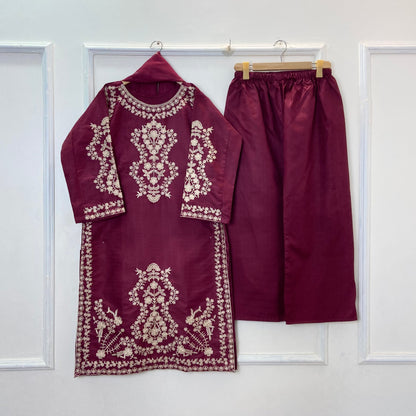 Heavenly Embroidered 3PC (Premium Cotton) D-352