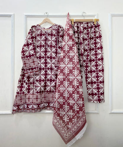 Traditional Embroidered 3PC (Bana Dora Silk) D-429