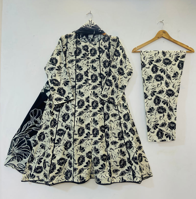 Printed Frocks 3PC (Lawn) D-50