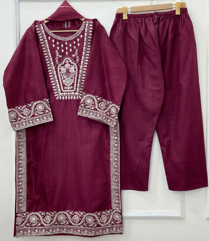 Eid Edit: Embroidered 3PC (Premium Cotton) D-450