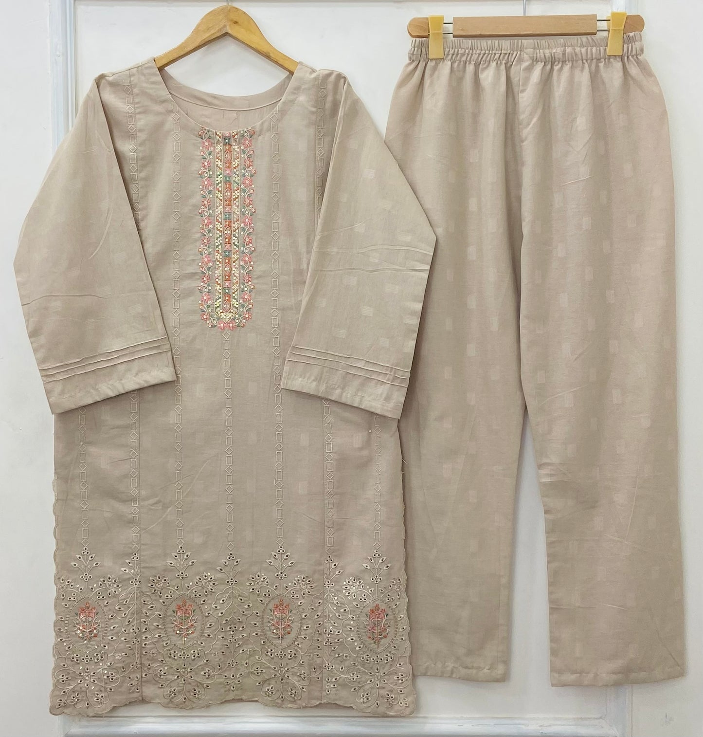 Beige Beauty Embroidered 2PC (Premium Cotton) D-413