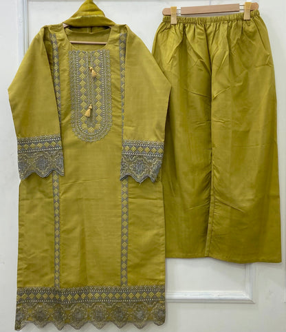 Eid Embroidered 3PC (Premium Cotton) D-488