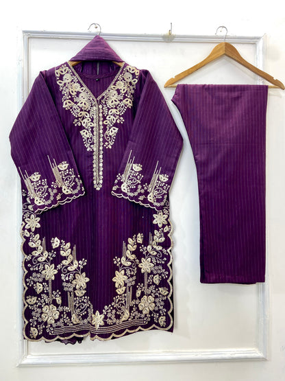 Richly Embroidered Luxe 3PC (Khaddar) D-276