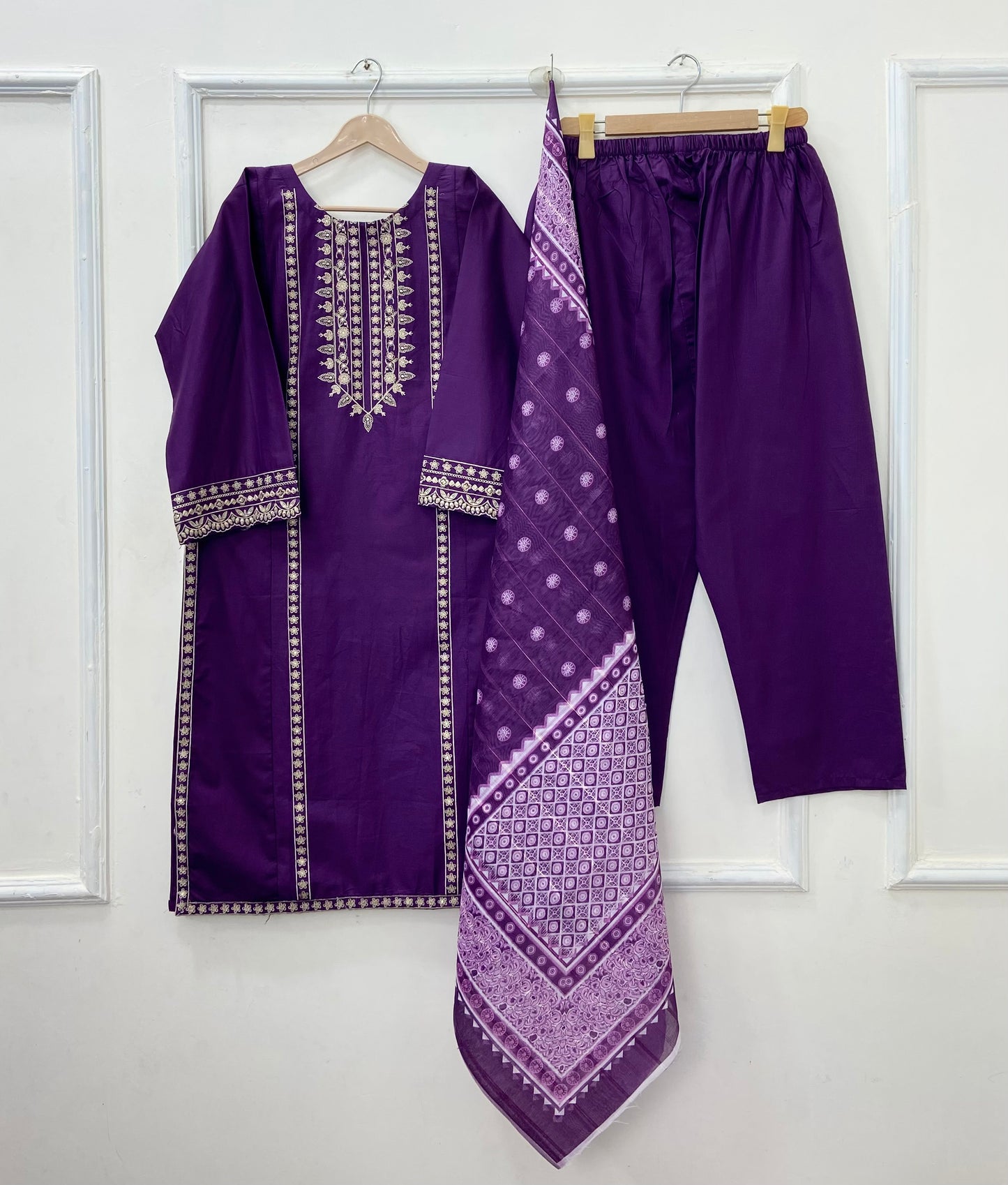 Eid Edit: Embroidered 3PC (Premium Cotton) D-449