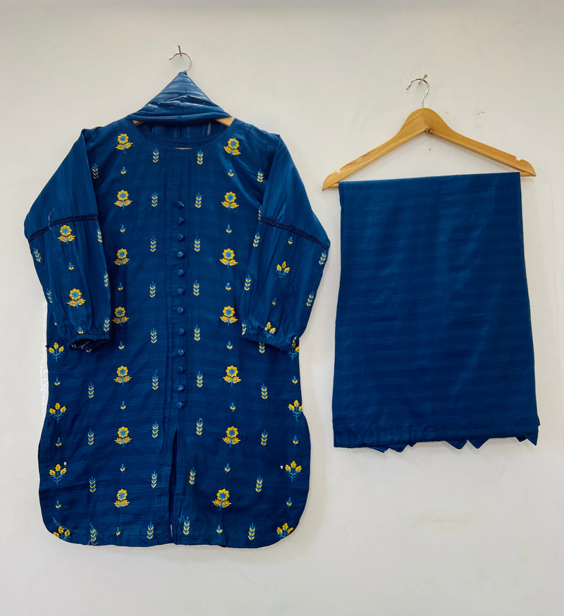 Happy Sunflower Co-Ord Set 3PC (Cotton Lawn) D-35