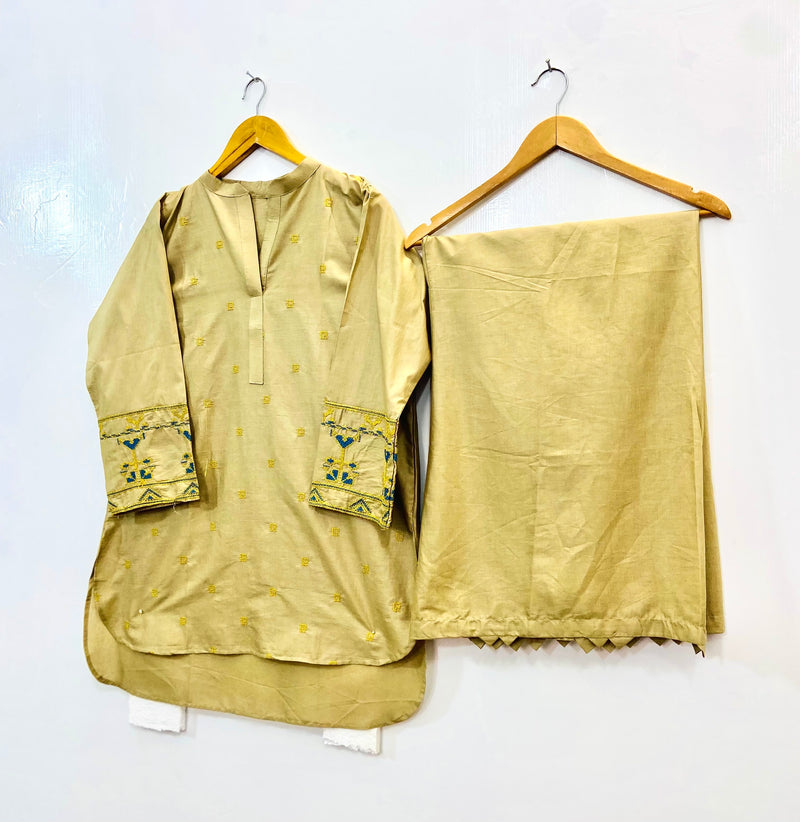 Cross Stitch Embroidered Co-Ord Set (Cotton) D-87