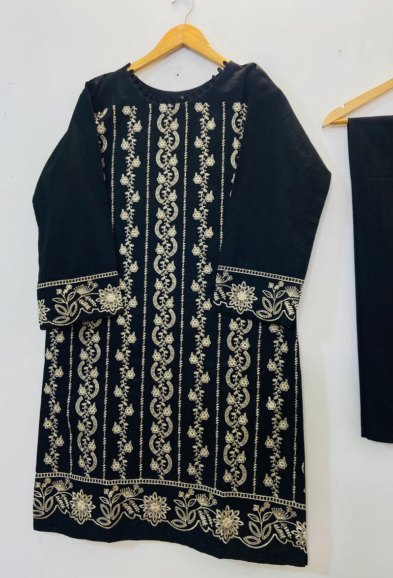 Elegant Embroidered 2PC (Self Cotton) D-74