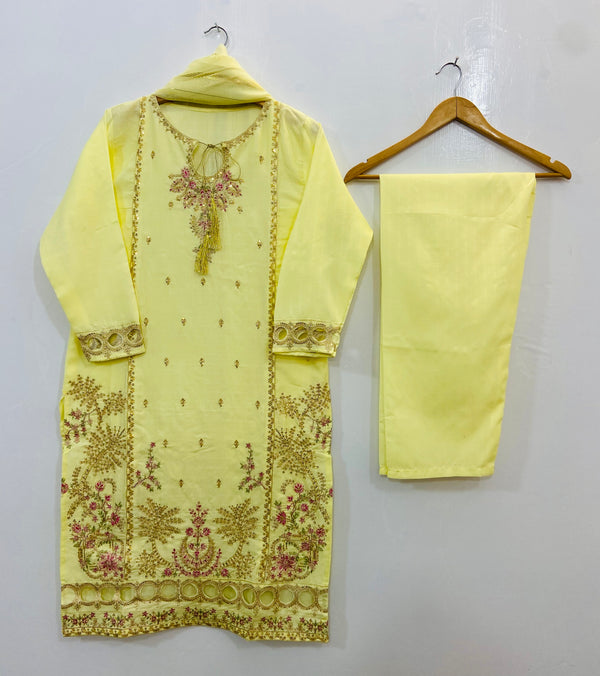 Sparkle Embroidered 3PC (Khaadi Cotton) D-88