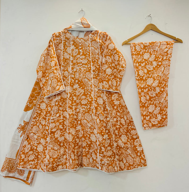 Printed Frocks 3PC (Lawn) D-50