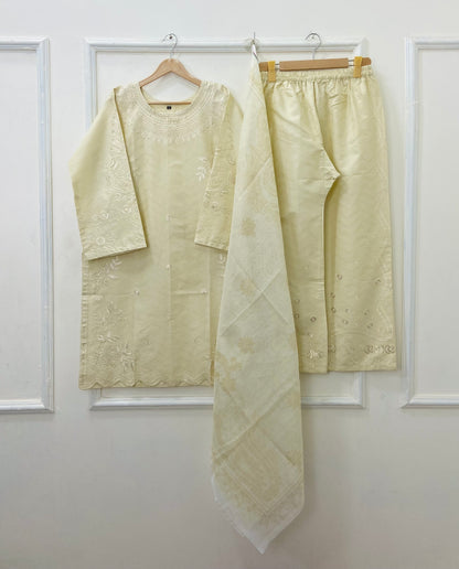 Eid Ensemble Embroidered 3PC (Premium Cotton) D-447