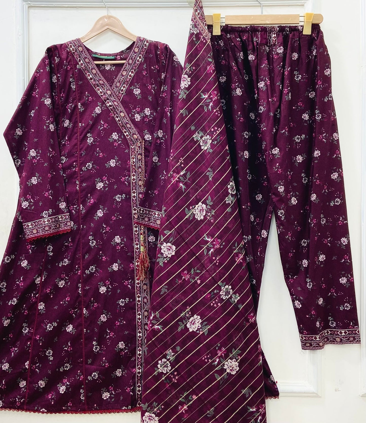 Angrakha Frocks | 3PC Binsaeed Lawn D-653