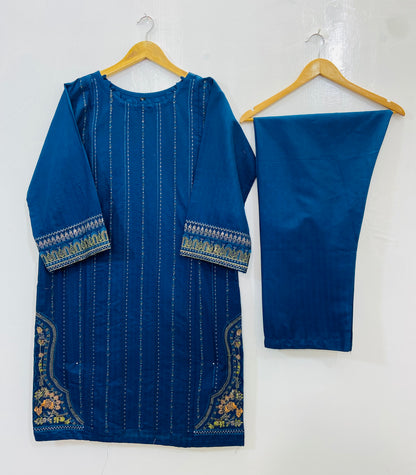 Elegant Embroidered 2PC (Self Cotton) D-94