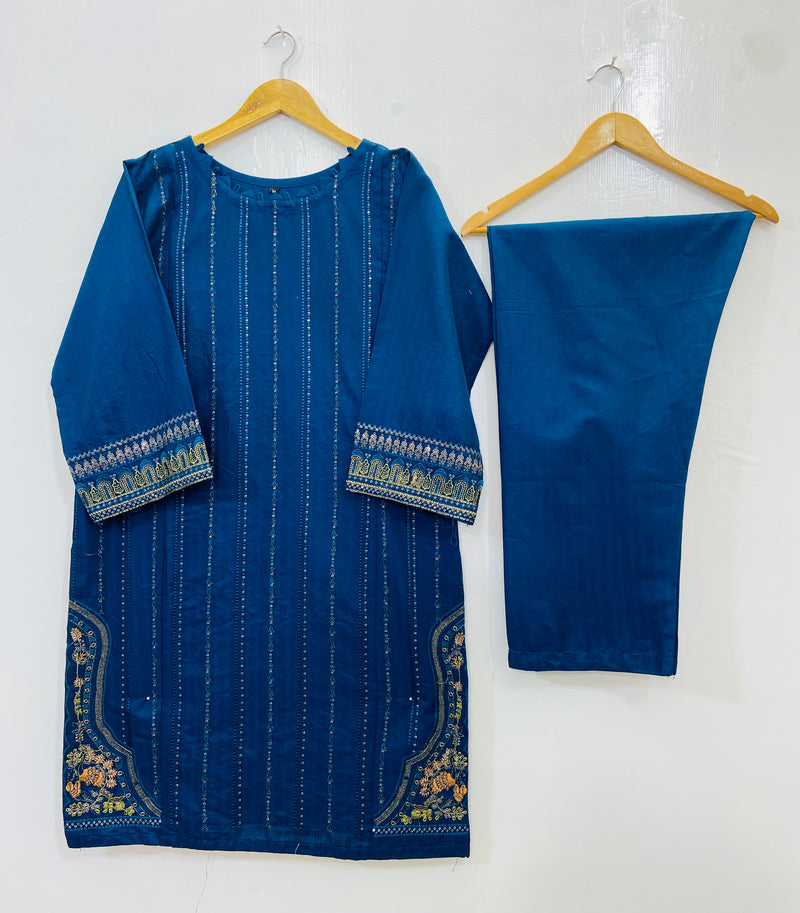 Elegant Embroidered 2PC (Self Cotton) D-94