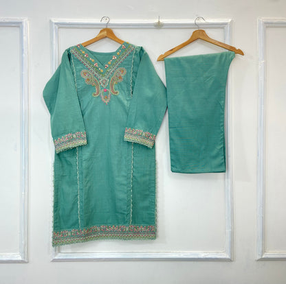 Embellished Beauty 2PC (Hand-crafted) (Khaddar) D-166