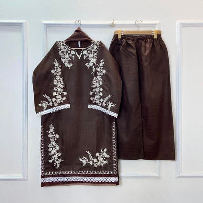 Jall Embroidered 3PC (Premium Cotton) Hit Code D-359