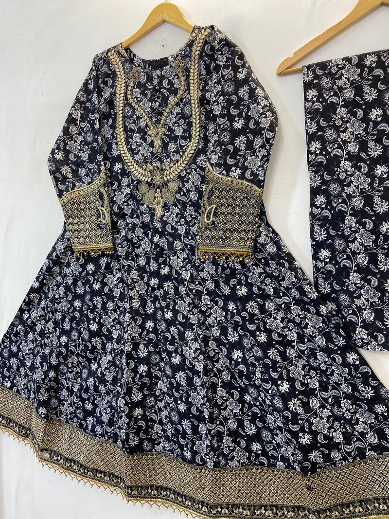 Anarkali Frock 2PC (Lawn) D-24