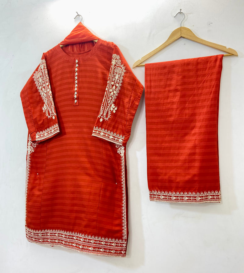 Embroidered Pocket Style 3PC (Cotton Lawn) D-41