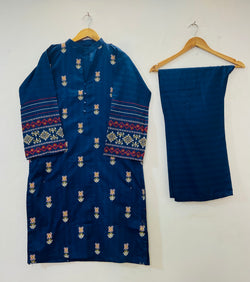 Cross-stitch Embroidered Azure 2PC (Cotton Lawn) D-63
