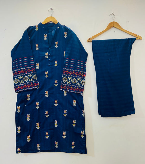 Cross-stitch Embroidered Azure 2PC (Cotton Lawn) D-63