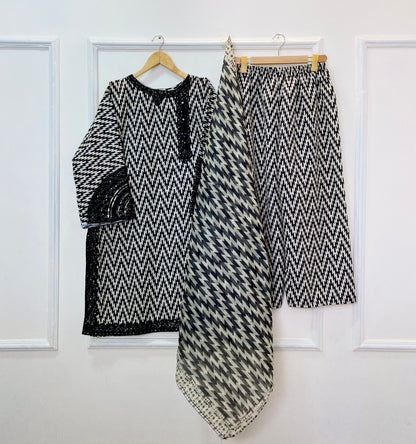 Sequins Embroidered Series: 3PC (Bana Dora Silk) D-367