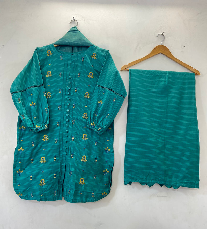 Happy Sunflower Co-Ord Set 3PC (Cotton Lawn) D-35